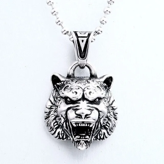 Lion and Tiger Silver Necklaces