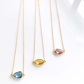 London Blue, Citrine and Garnet Minimalist Necklaces