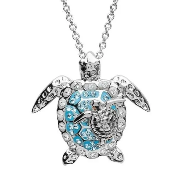 Luxurious Blue Zircon Turtle Necklaces