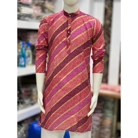 Men's Lehriya Print Cotton Kurta