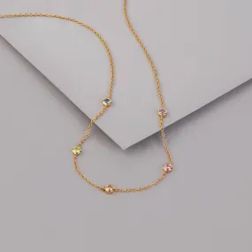 Multi Color Brilliant Bezel 14K Gold Vermeil Necklace