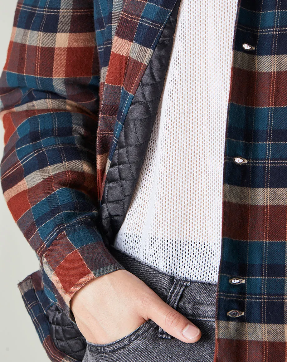 OMAHA PADDED CHECK UNISEX OVERSHIRT | NAVY