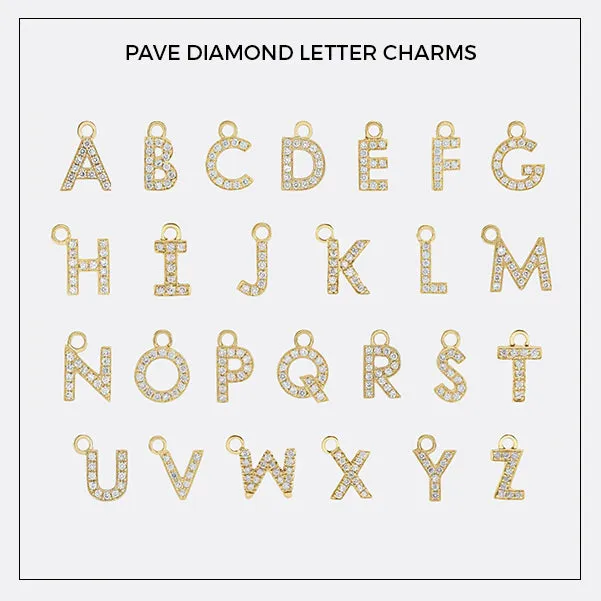 Pave Diamond Letter Charms