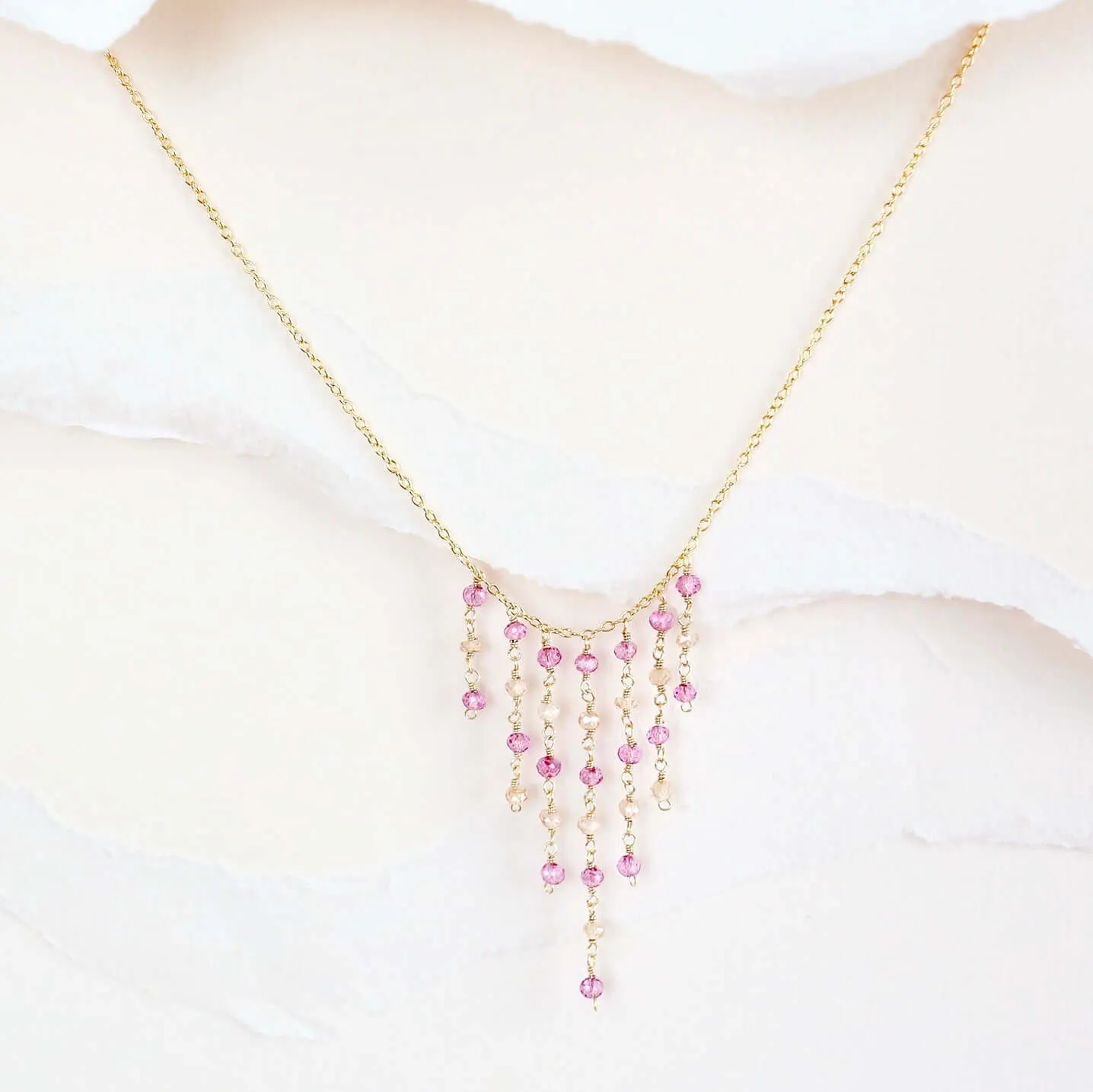 Pink Tourmaline Mini Fringe Necklace