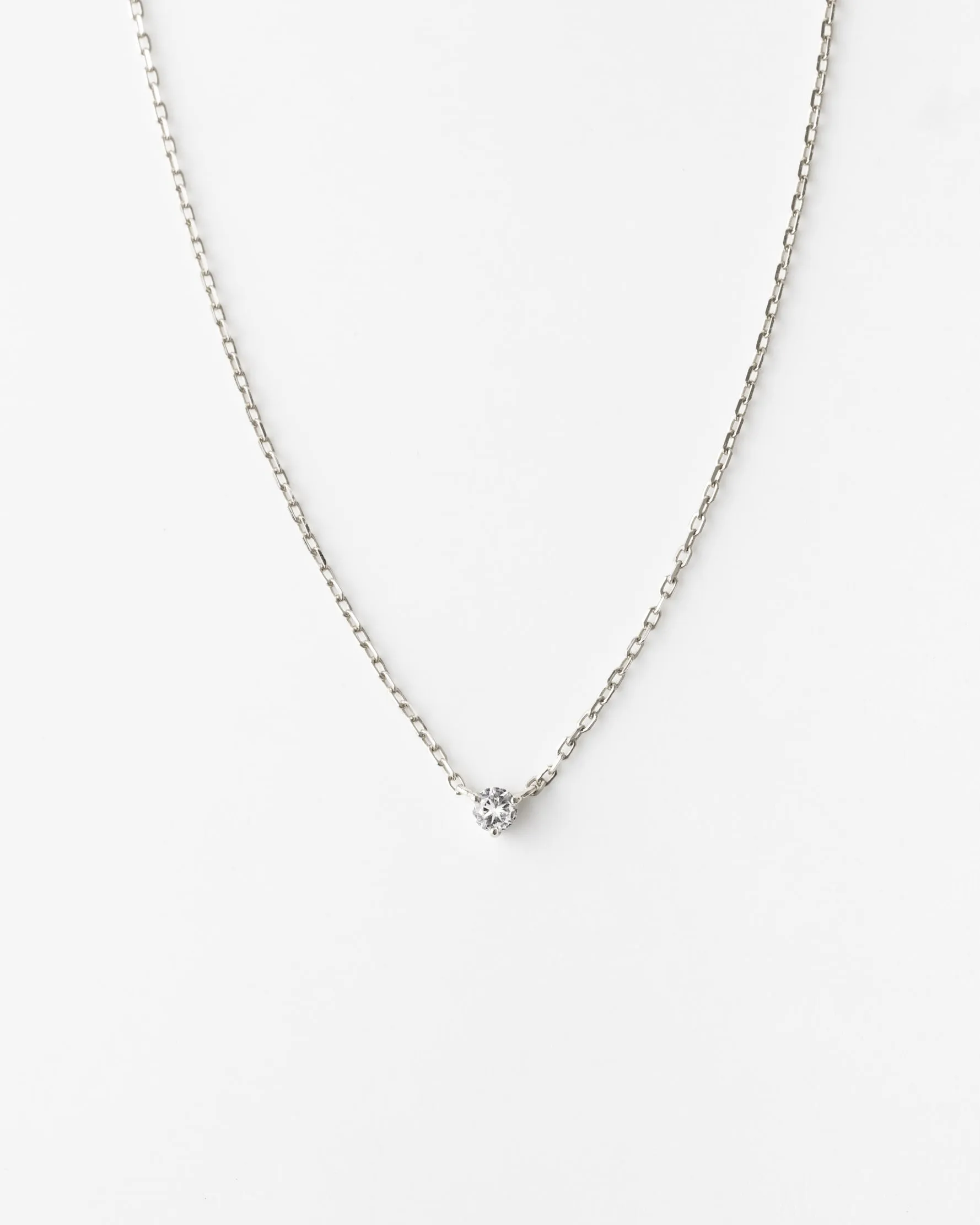 Radiant Sterling Silver Necklace with Polished White Sapphire Gemstone