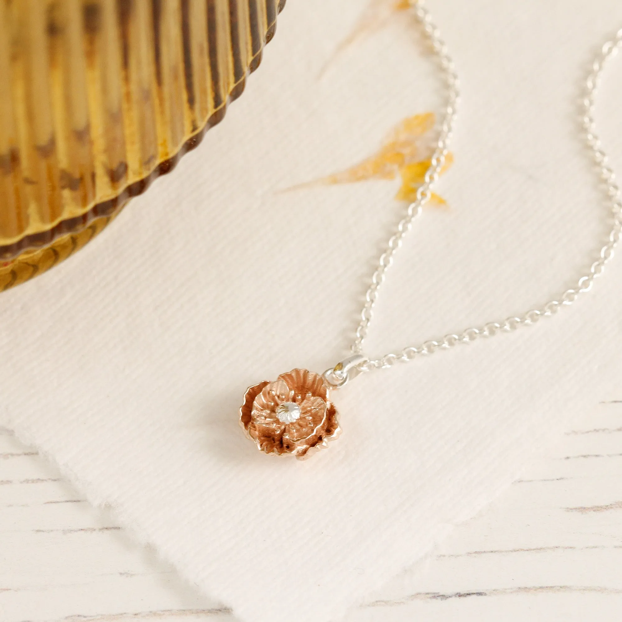 Poppy Silver & Rose Gold Vermeil Necklace