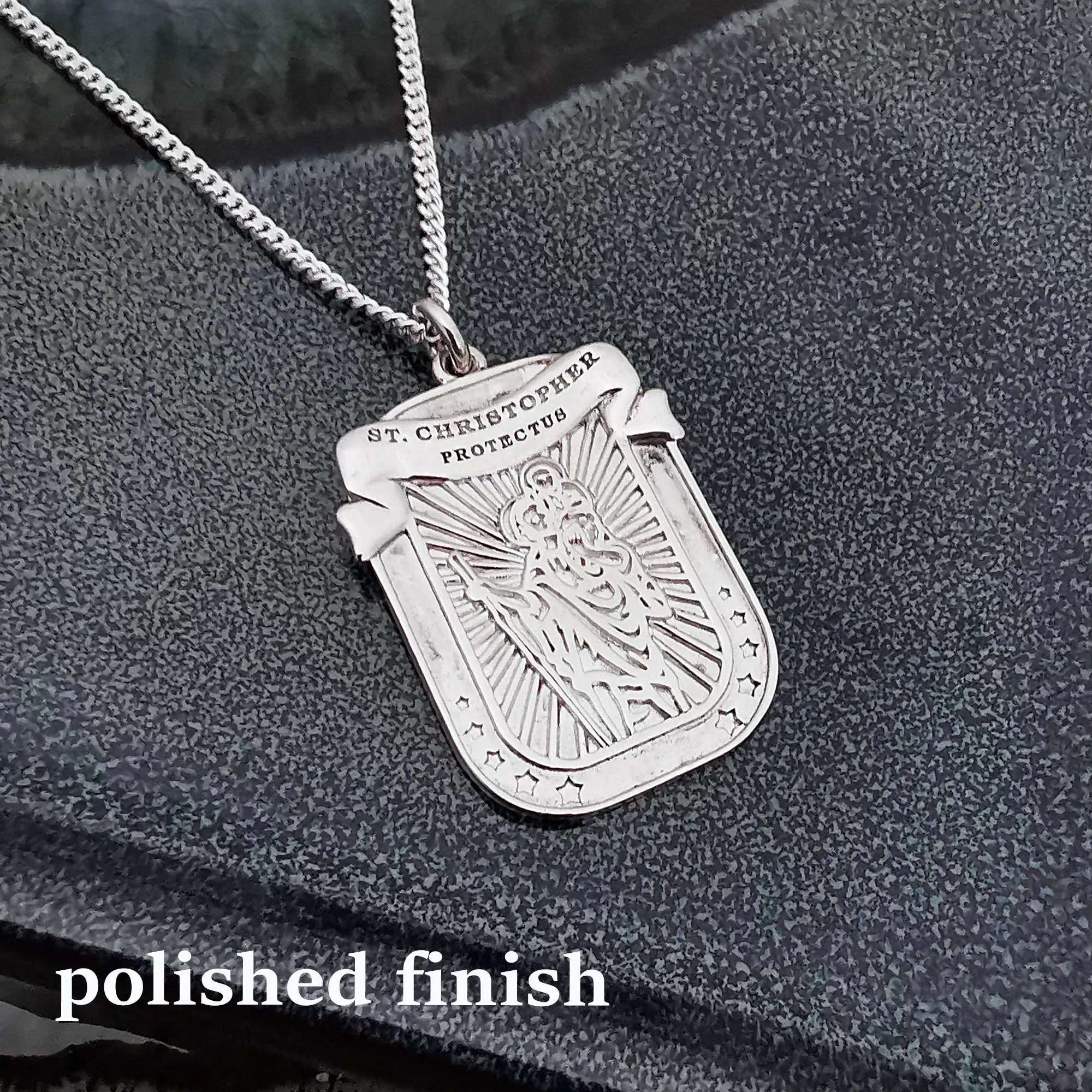 Protectus' St Christopher Dog Tag Personalised Silver Necklace