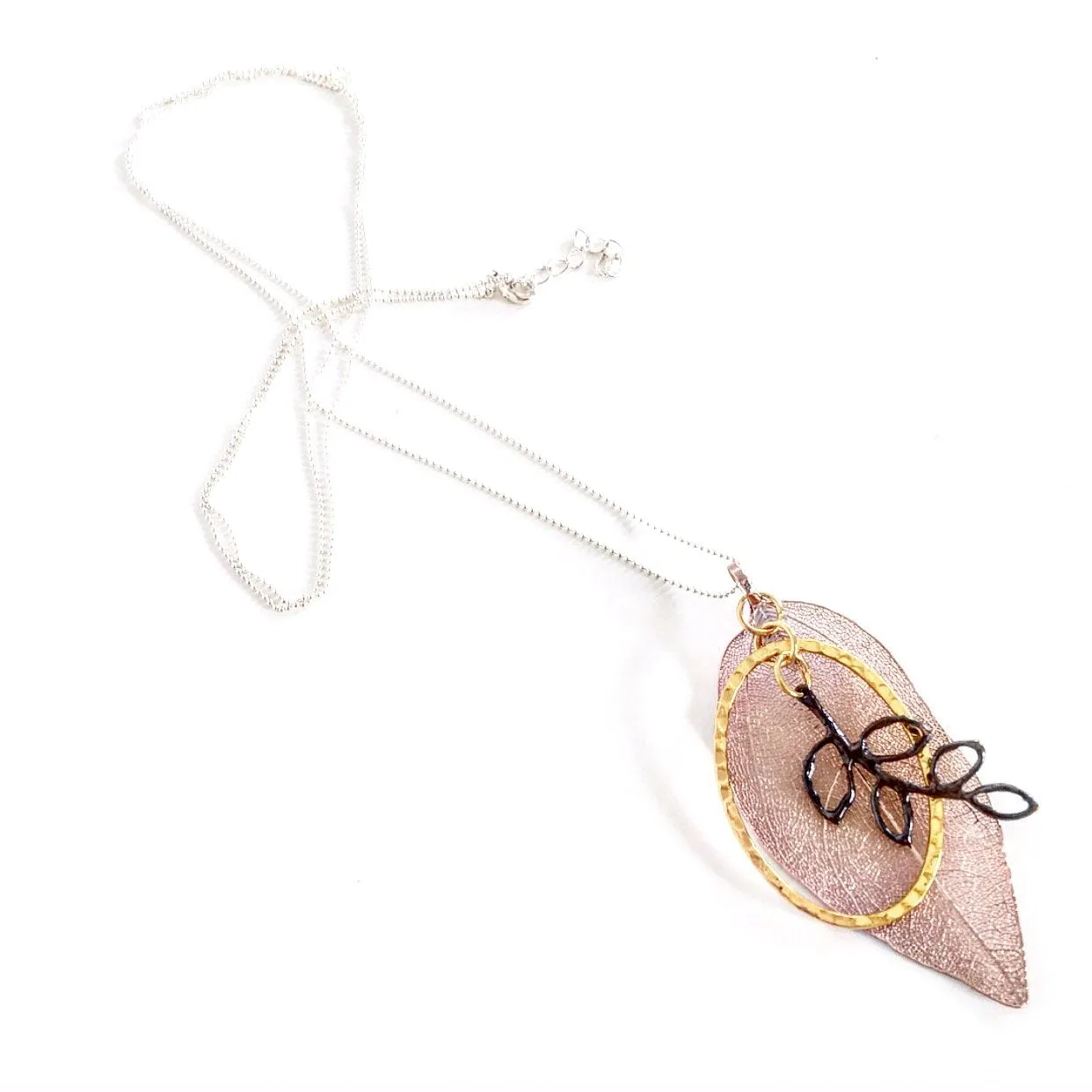 "Shimmer Leaf" Pendant Necklaces (Dark Branch)