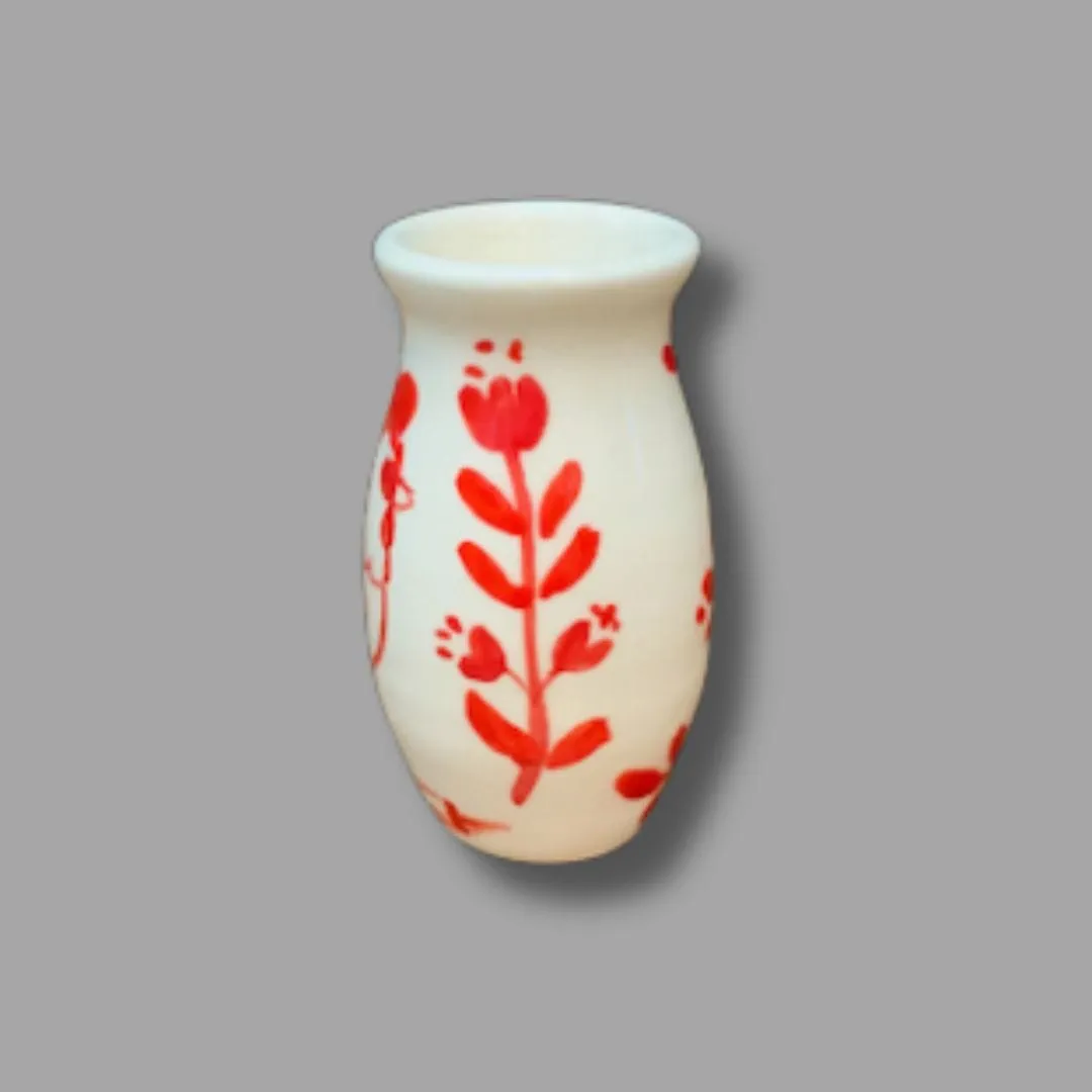 Red Rooster Small Tall Vase