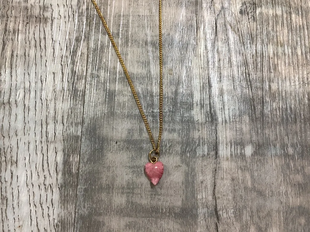 Rhodonite Leaf Necklace