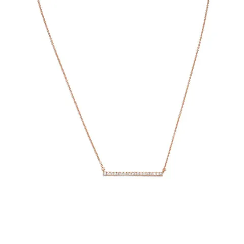 Rose Gold Plated Sterling Silver Cubic Zirconia Bar Necklace