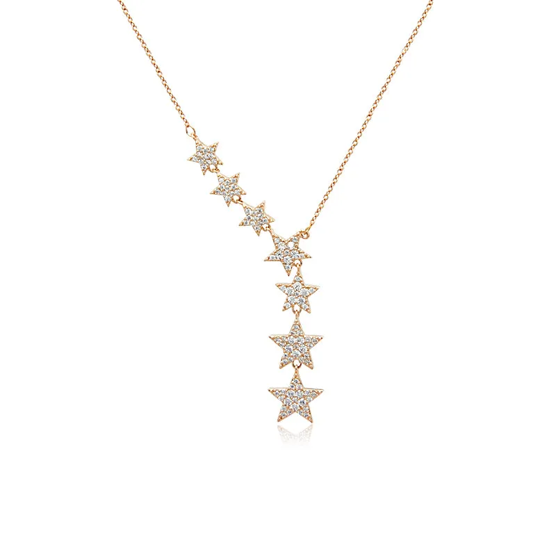 Rosegold  7 Stars Cubic Zirconia Necklace