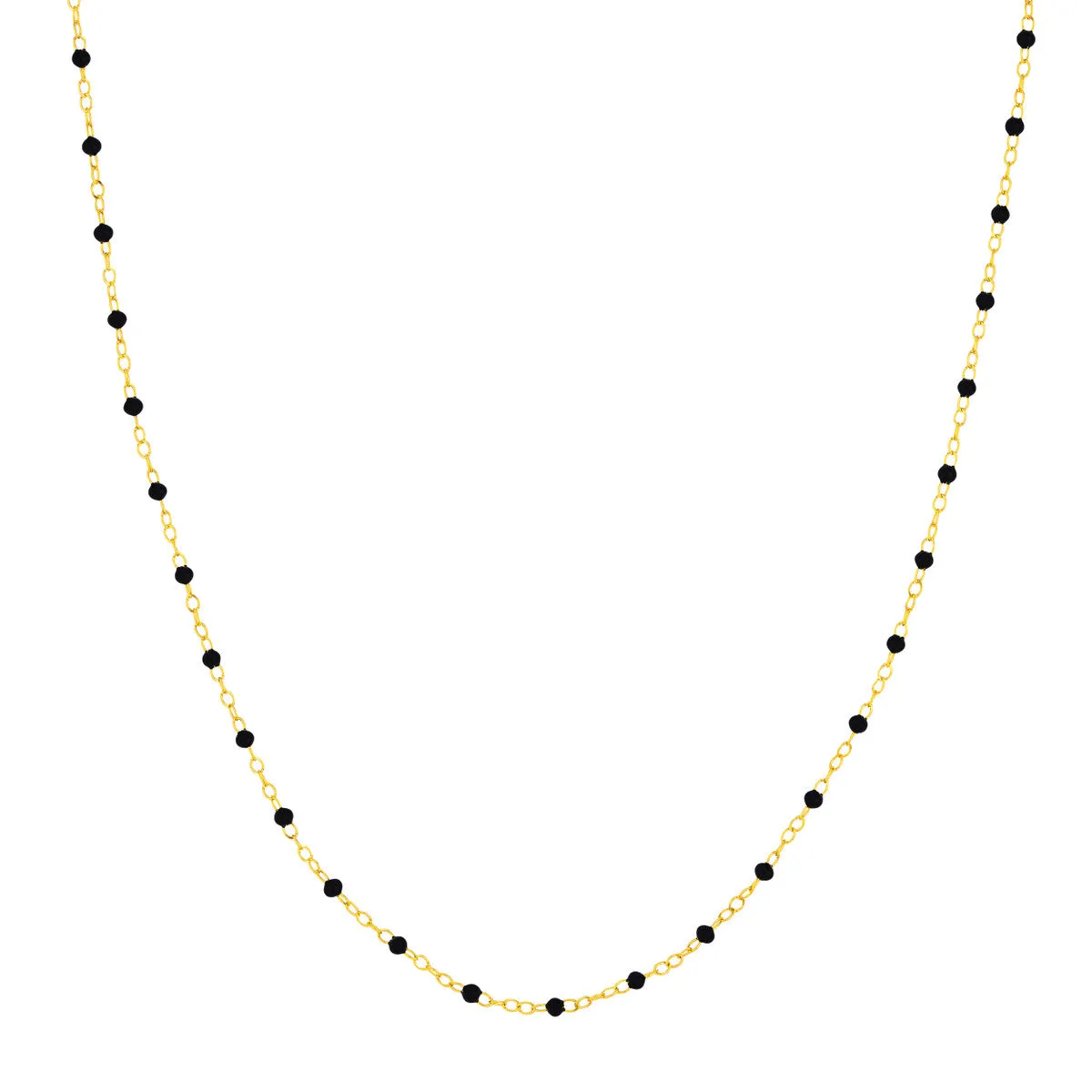 Roset Gold Label Piatto Black Enamel Beaded Necklace