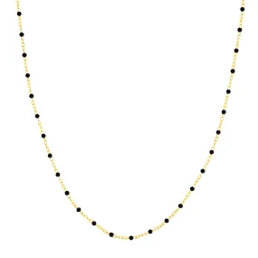 Roset Gold Label Piatto Black Enamel Beaded Necklace