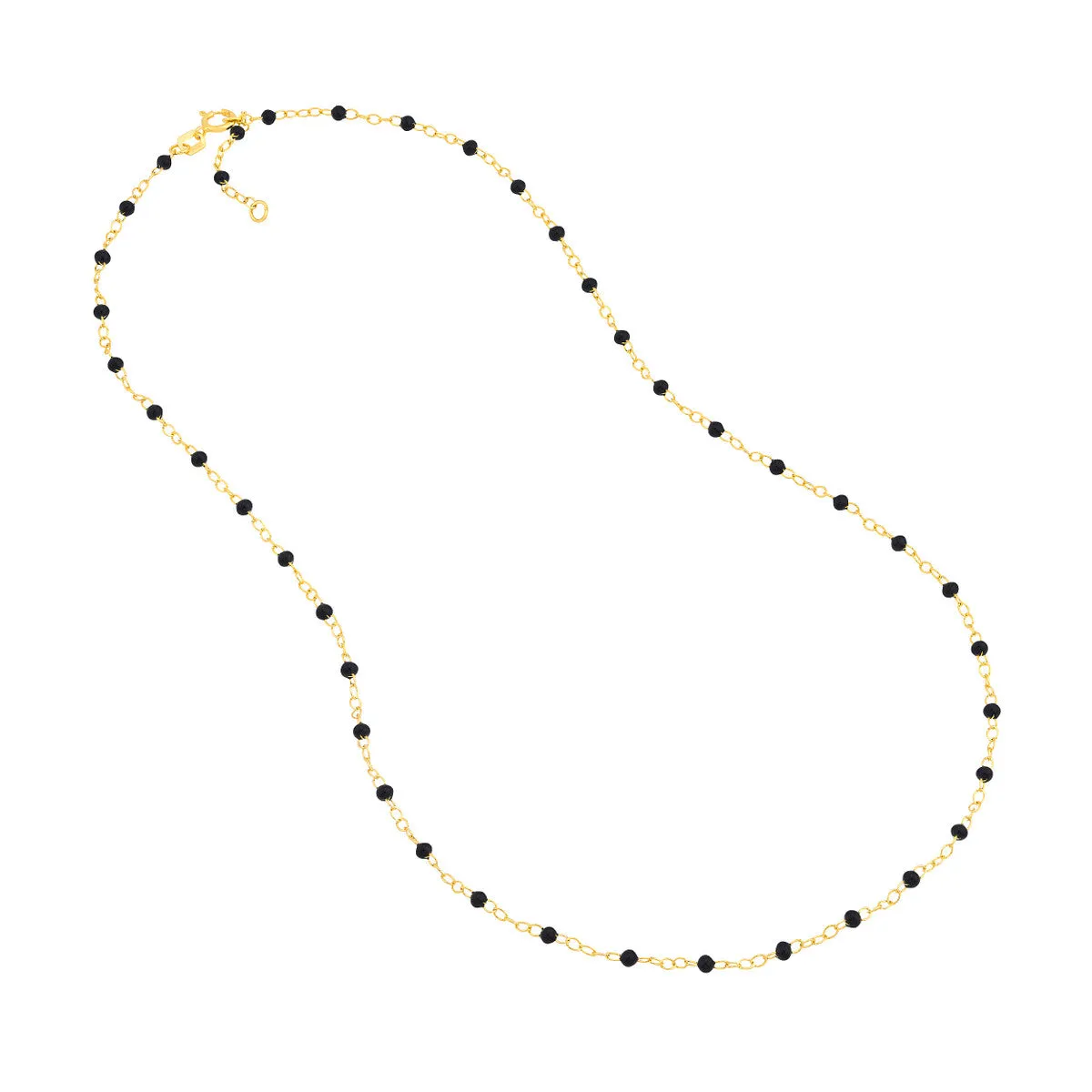 Roset Gold Label Piatto Black Enamel Beaded Necklace