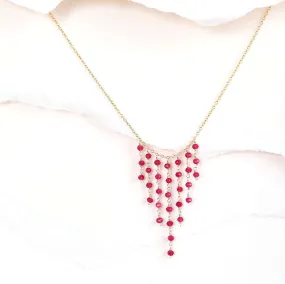 Ruby Red Quartz Mini Fringe Necklace