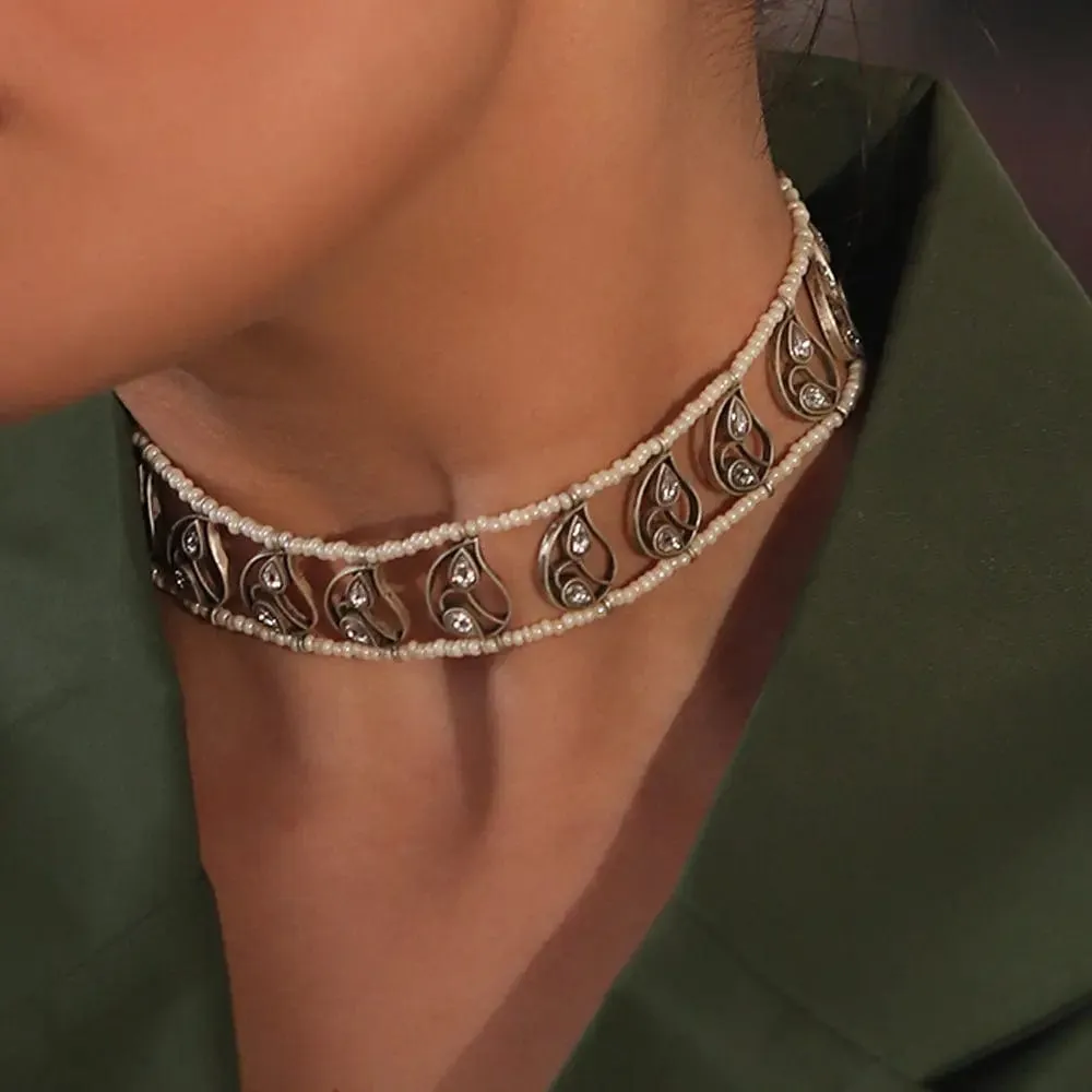 Silver 92.5 Aam Ras Oxidized Choker