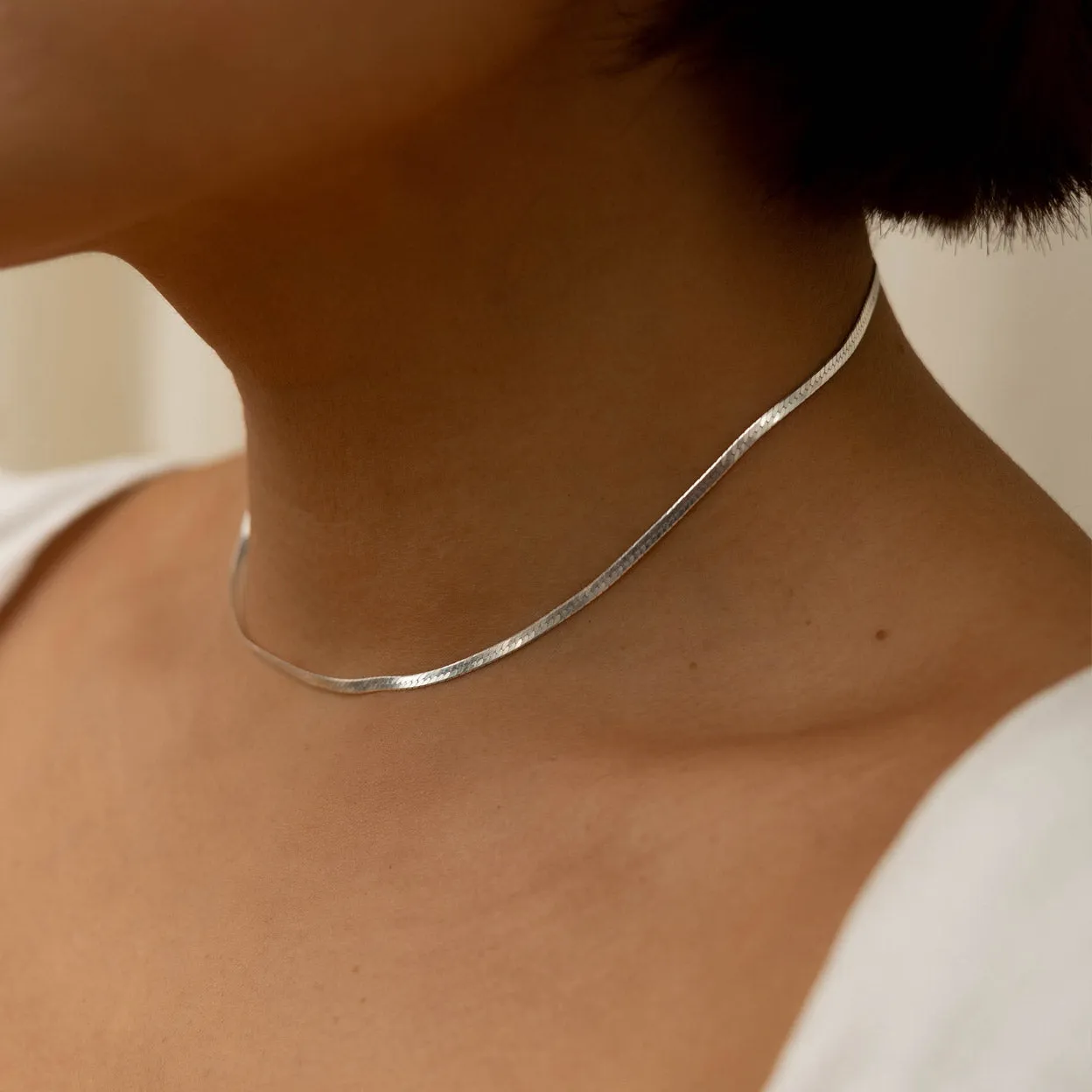 Silver Herringbone Necklace