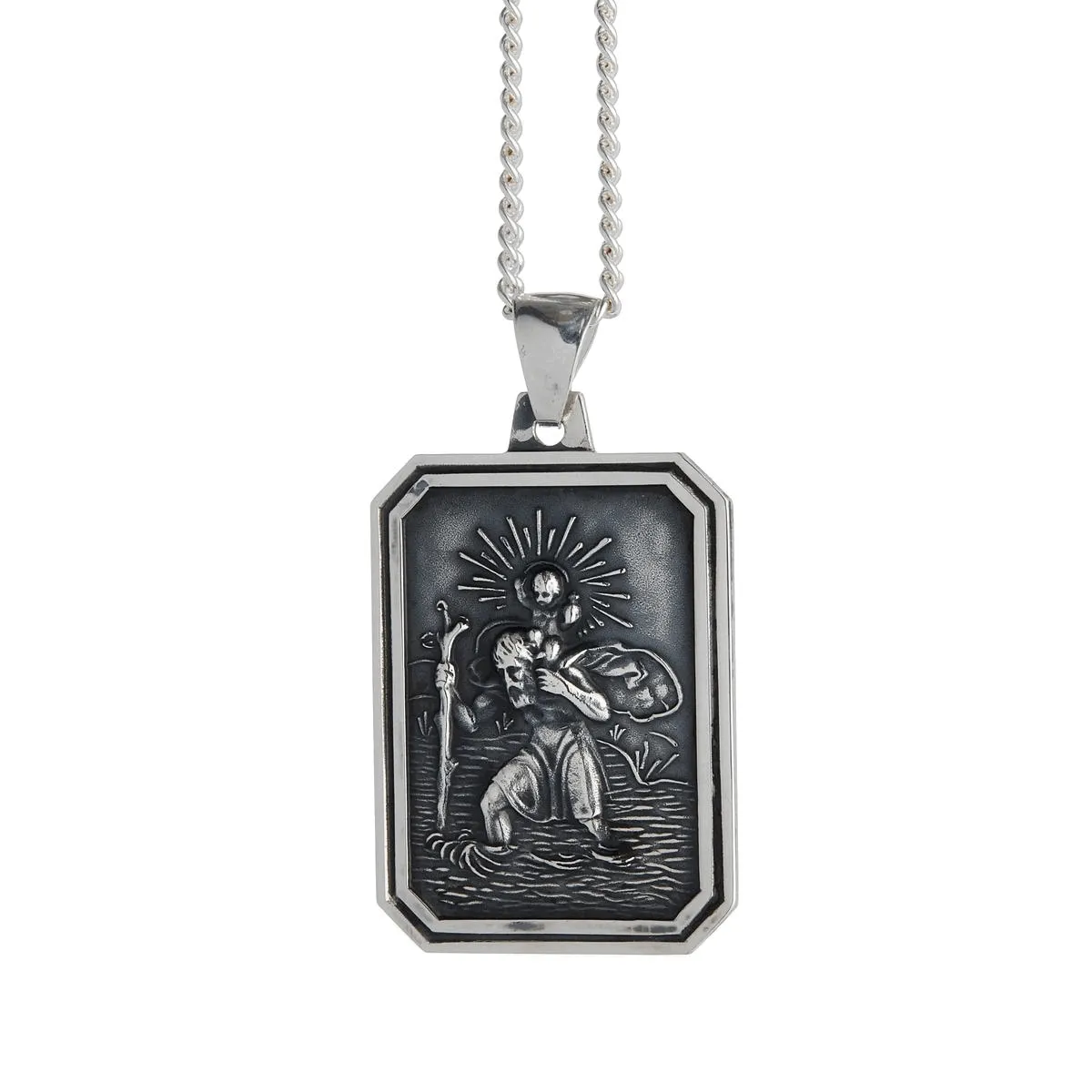 St Christopher Dog Tag Personalised Silver Necklace