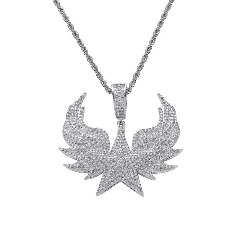 Sparkling Star Wings Pendant Necklace