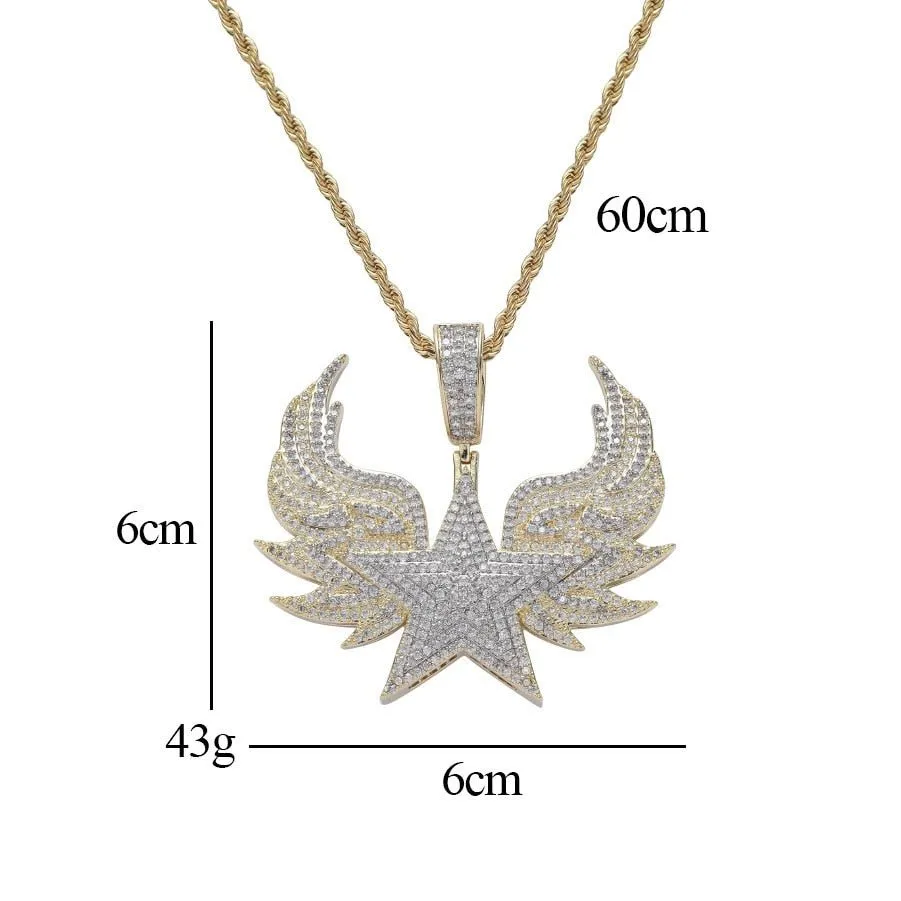 Sparkling Star Wings Pendant Necklace