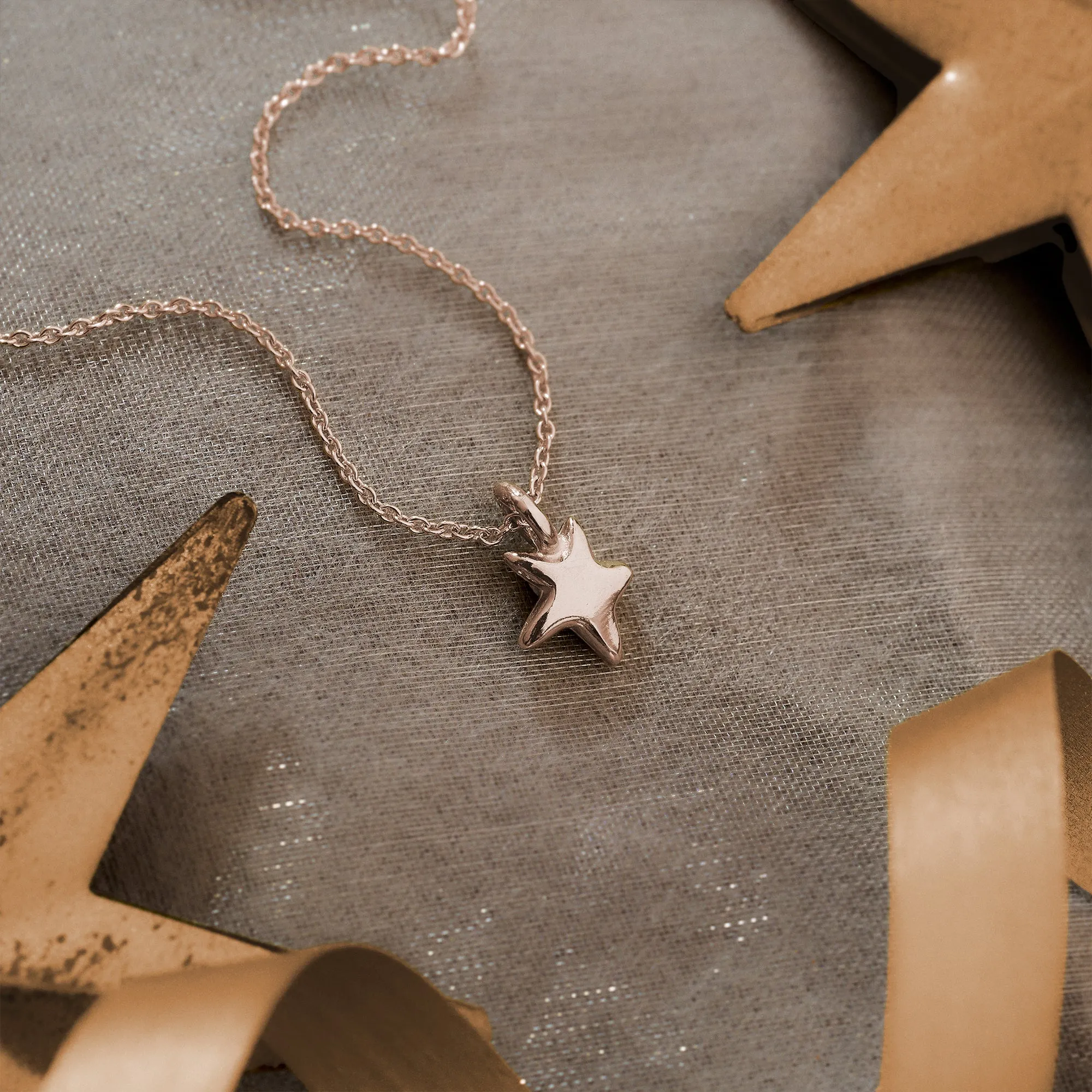 Stardust Solid Rose Gold Necklace