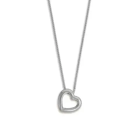 Sterling Silver Cubic Zirconia Floating Heart Necklace for Women