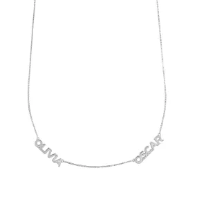 Sterling Silver Double Name Necklace with Classic Box Chain