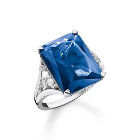 STERLING SILVER HERITAGE BLUE CZ RING SIZE 54