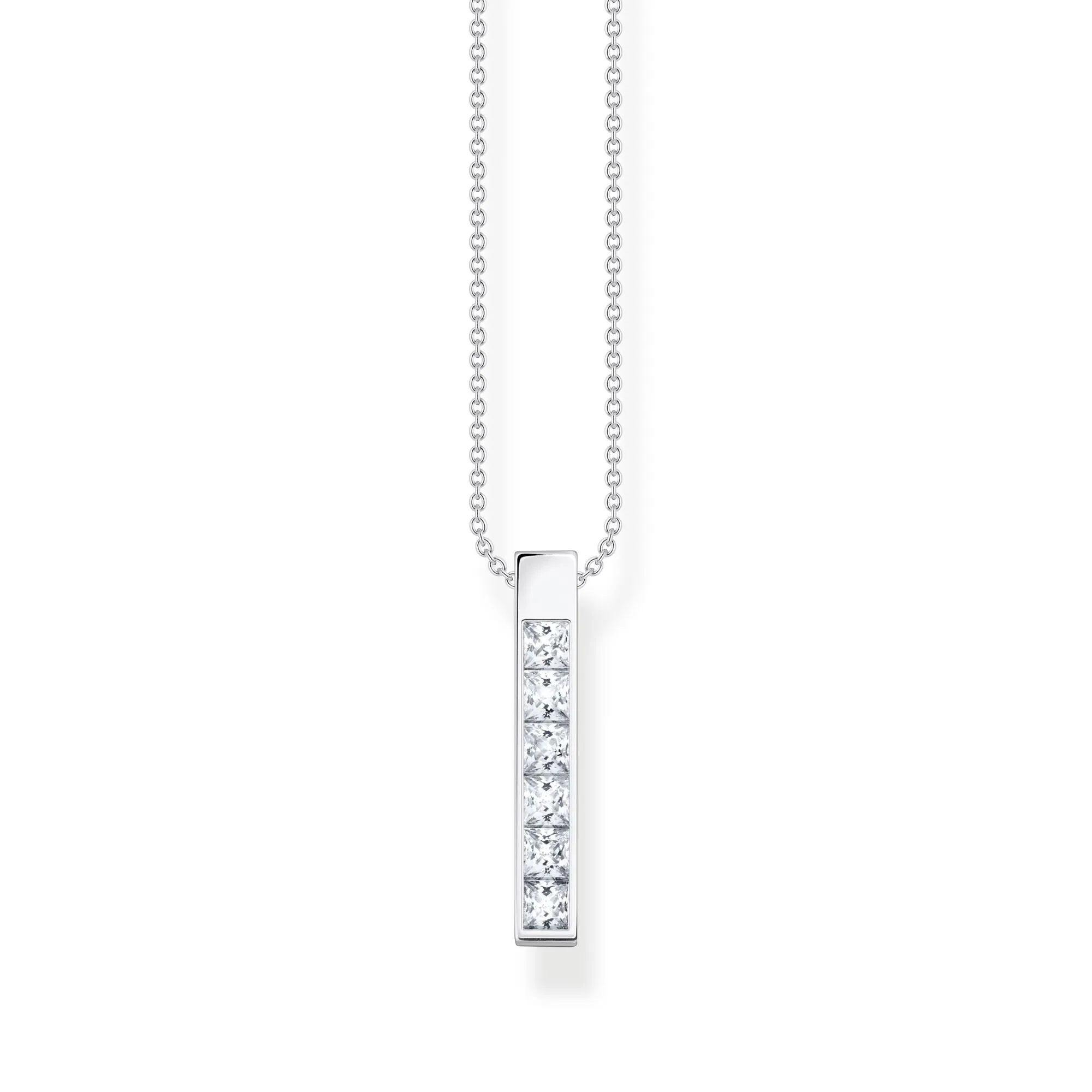 STERLING SILVER HERITAGE ENGRAVABLE CZ BAR NECKLACE