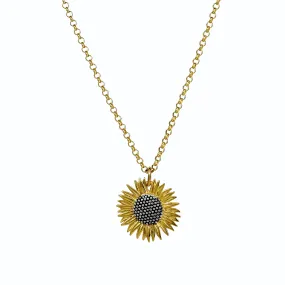 Sunflower Large Gold Vermeil Pendant With Gold Plated Chain