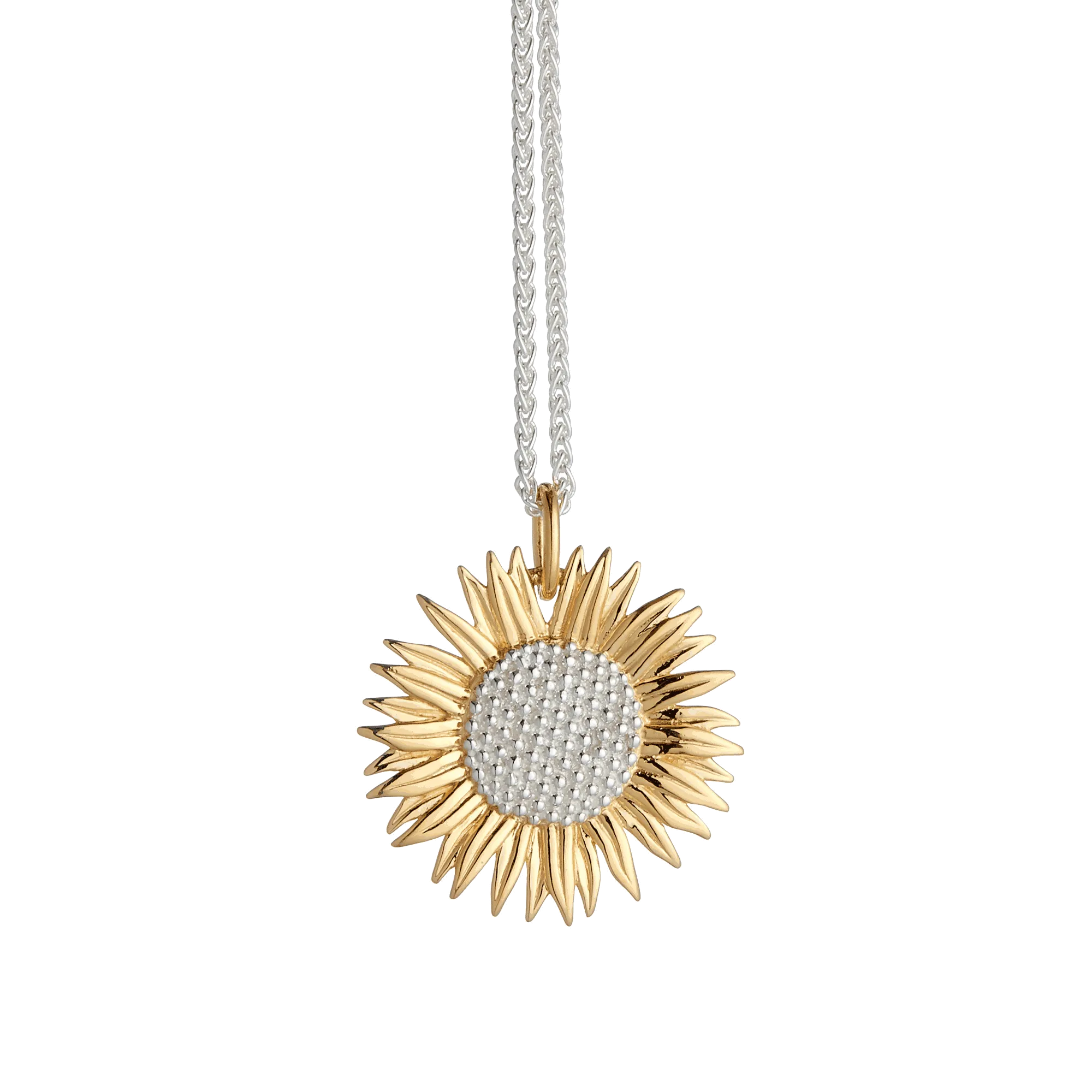 Sunflower Large Gold Vermeil Silver Necklace