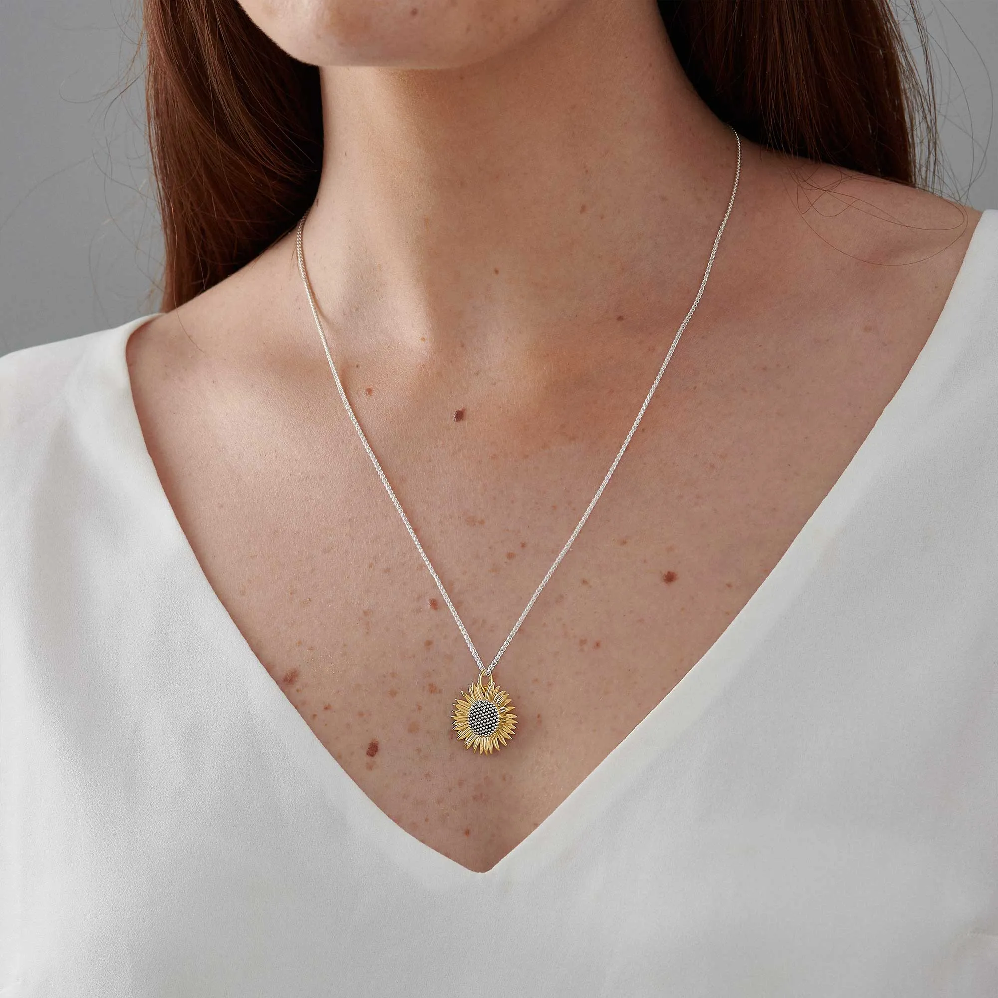 Sunflower Large Gold Vermeil Silver Necklace