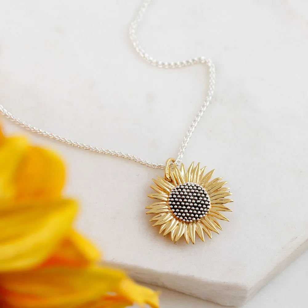 Sunflower Large Gold Vermeil Silver Necklace