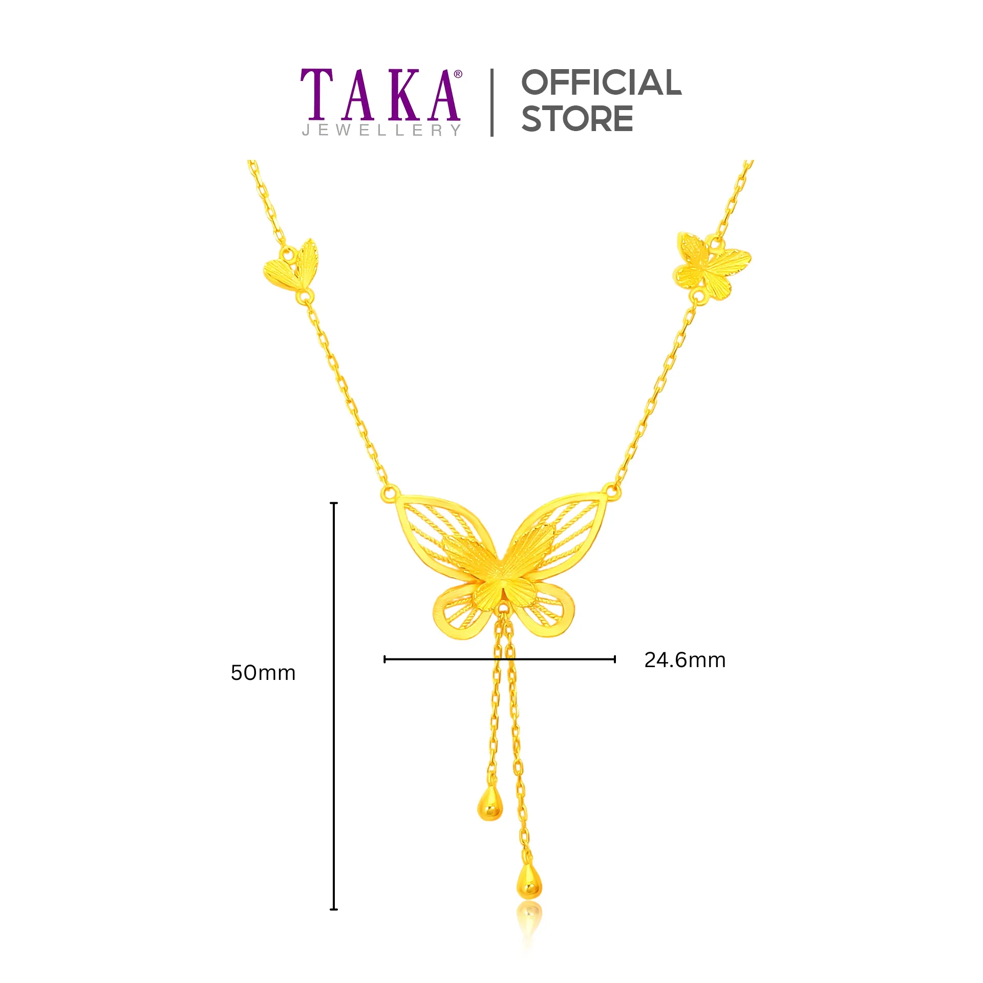 TAKA Jewellery 999 Pure Gold Matching Set - Necklace, Ring and Earrings