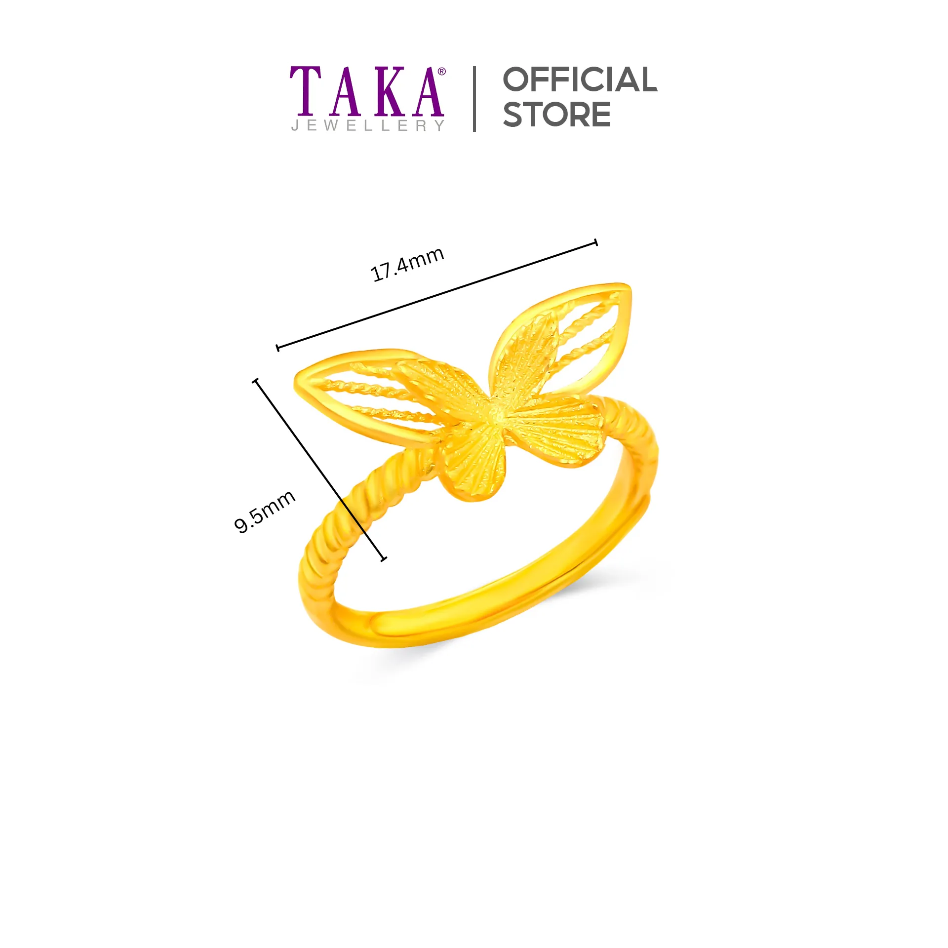 TAKA Jewellery 999 Pure Gold Matching Set - Necklace, Ring and Earrings