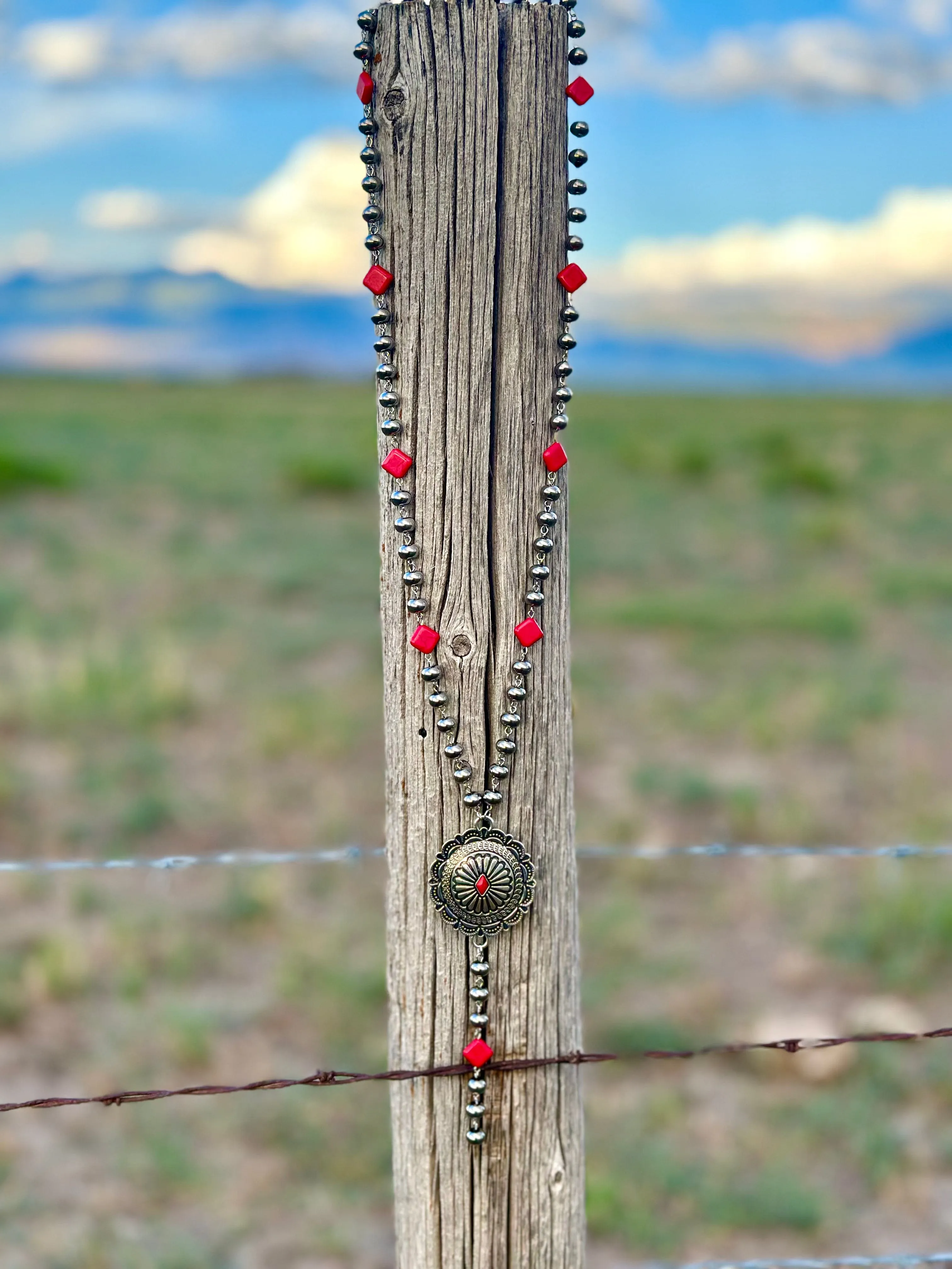 The Big Springs Coral Concho Necklace