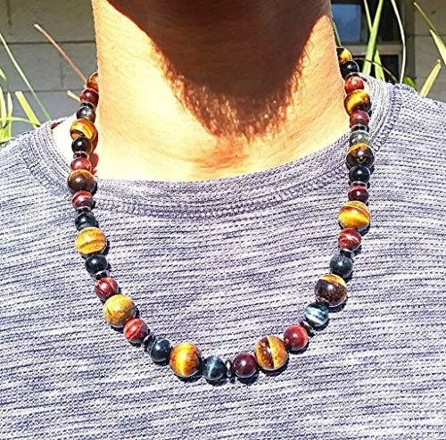 Tiger Eye - Hematite - Mens Beaded Necklace