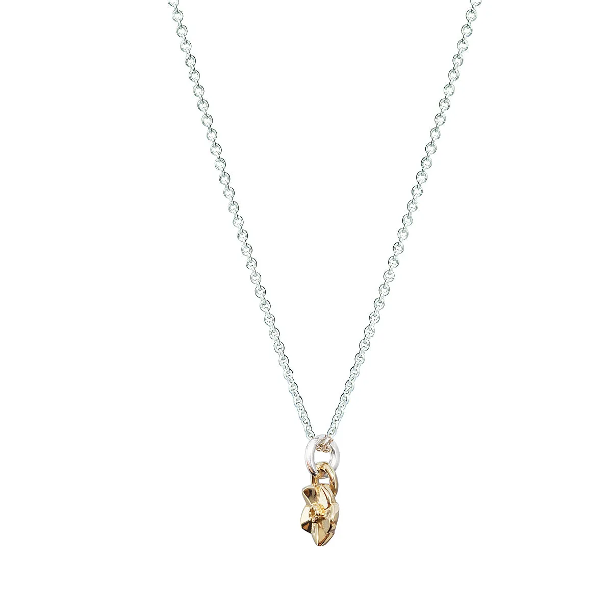 Tiny Forget-Me-Not Silver & Gold Necklace