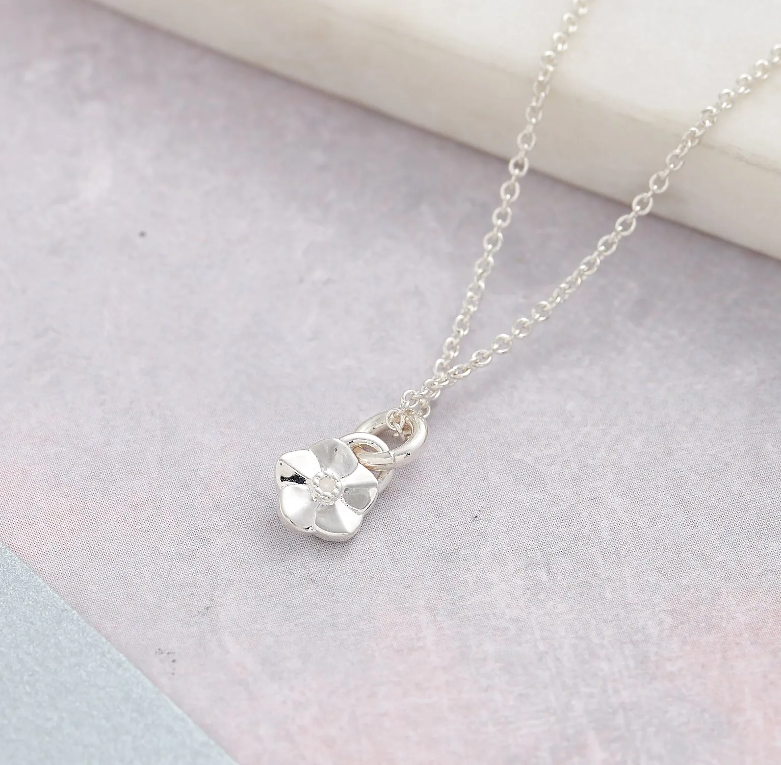 Tiny Forget-Me-Not Silver Necklace