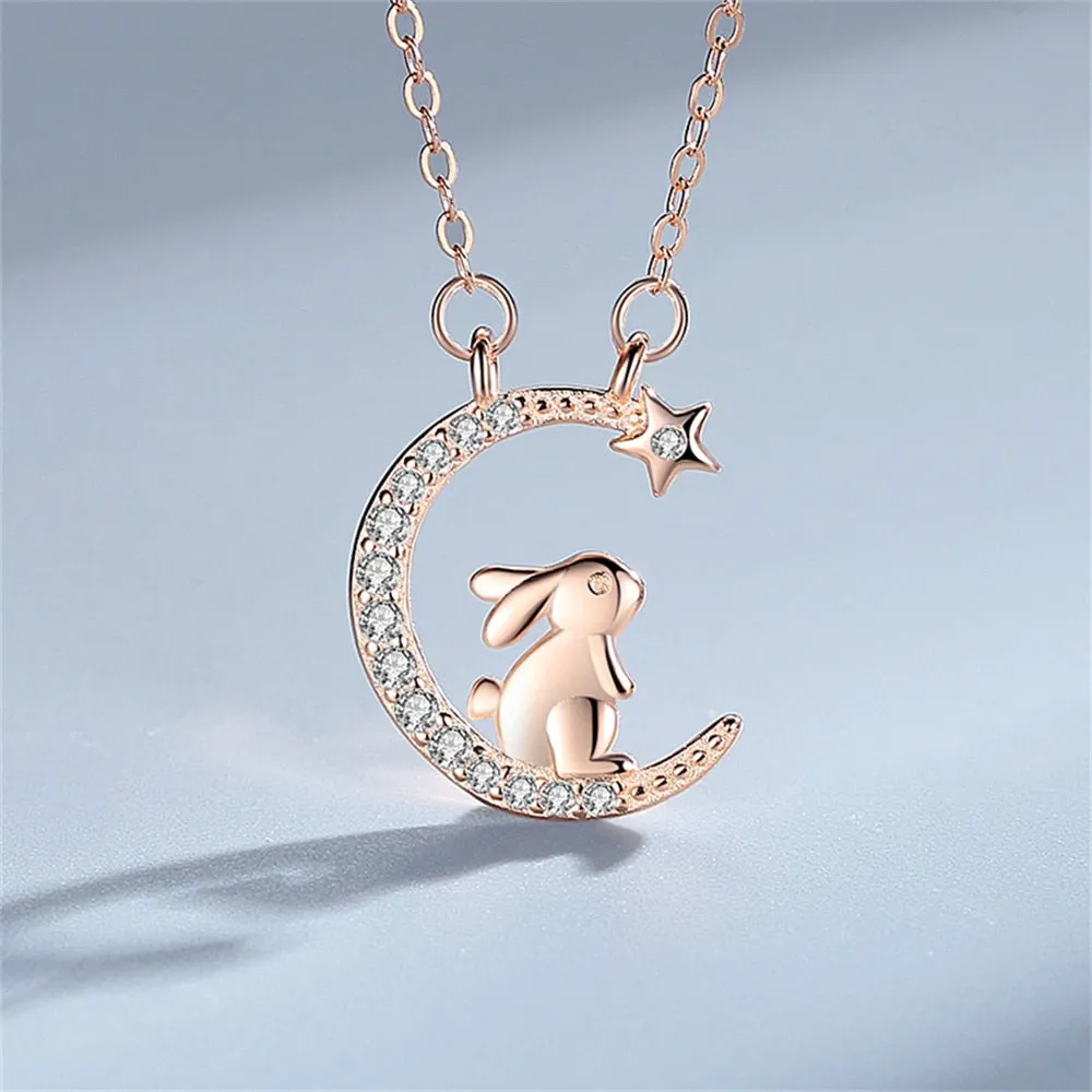 Unique Korean Style Moon Bunny Necklaces