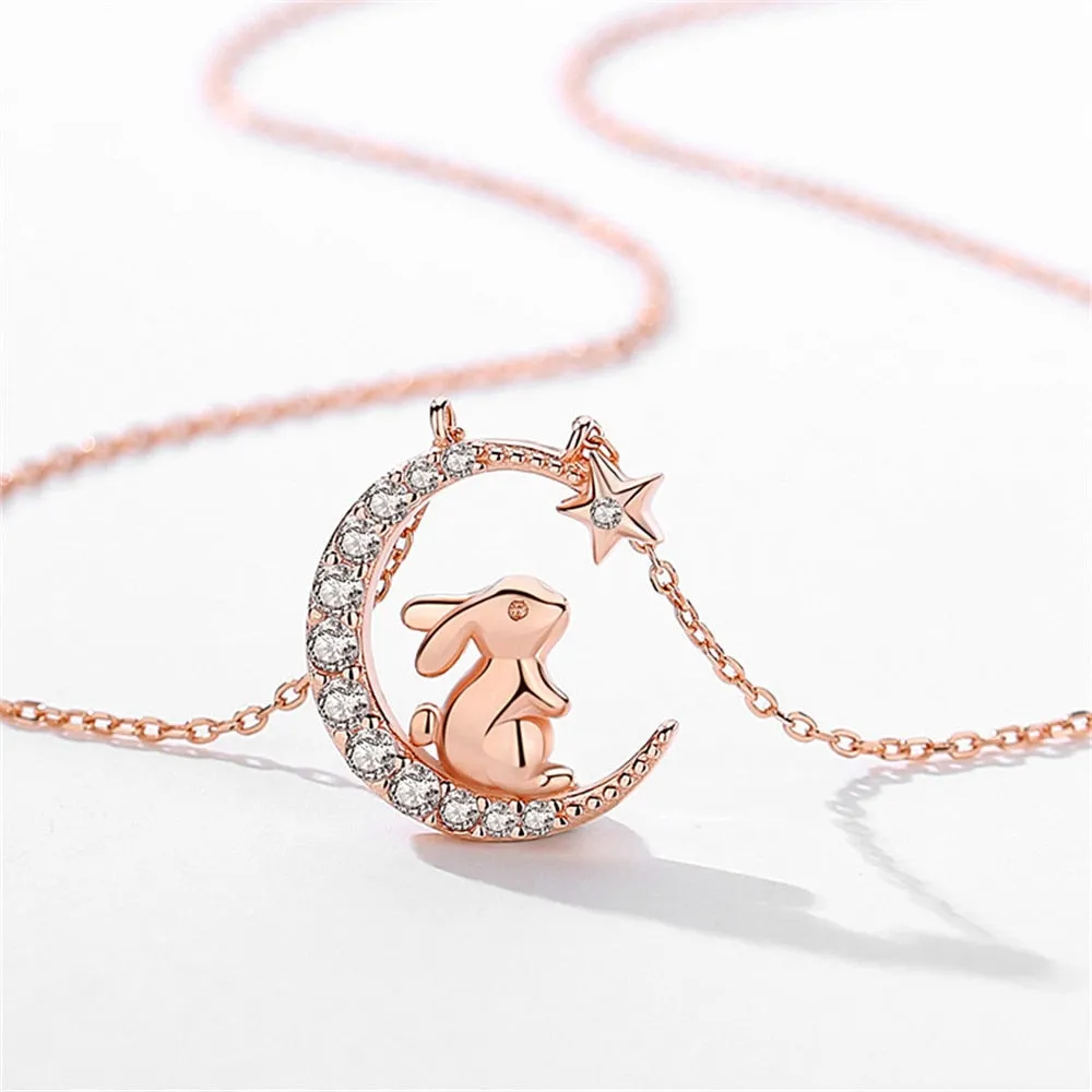 Unique Korean Style Moon Bunny Necklaces