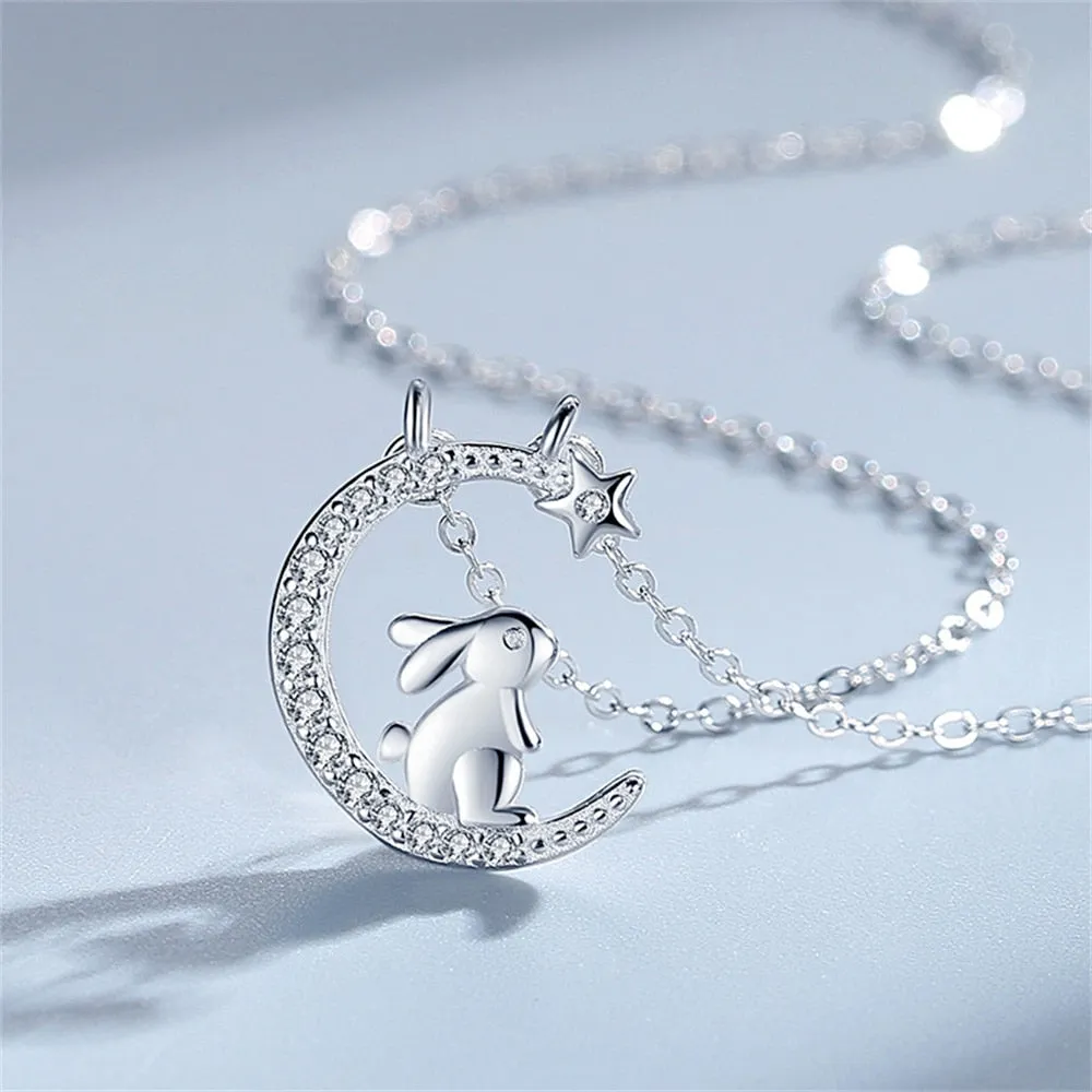 Unique Korean Style Moon Bunny Necklaces