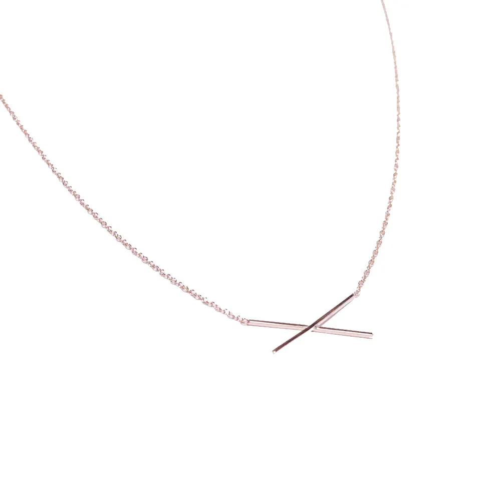 X Pendant Necklace - Solid 14kt