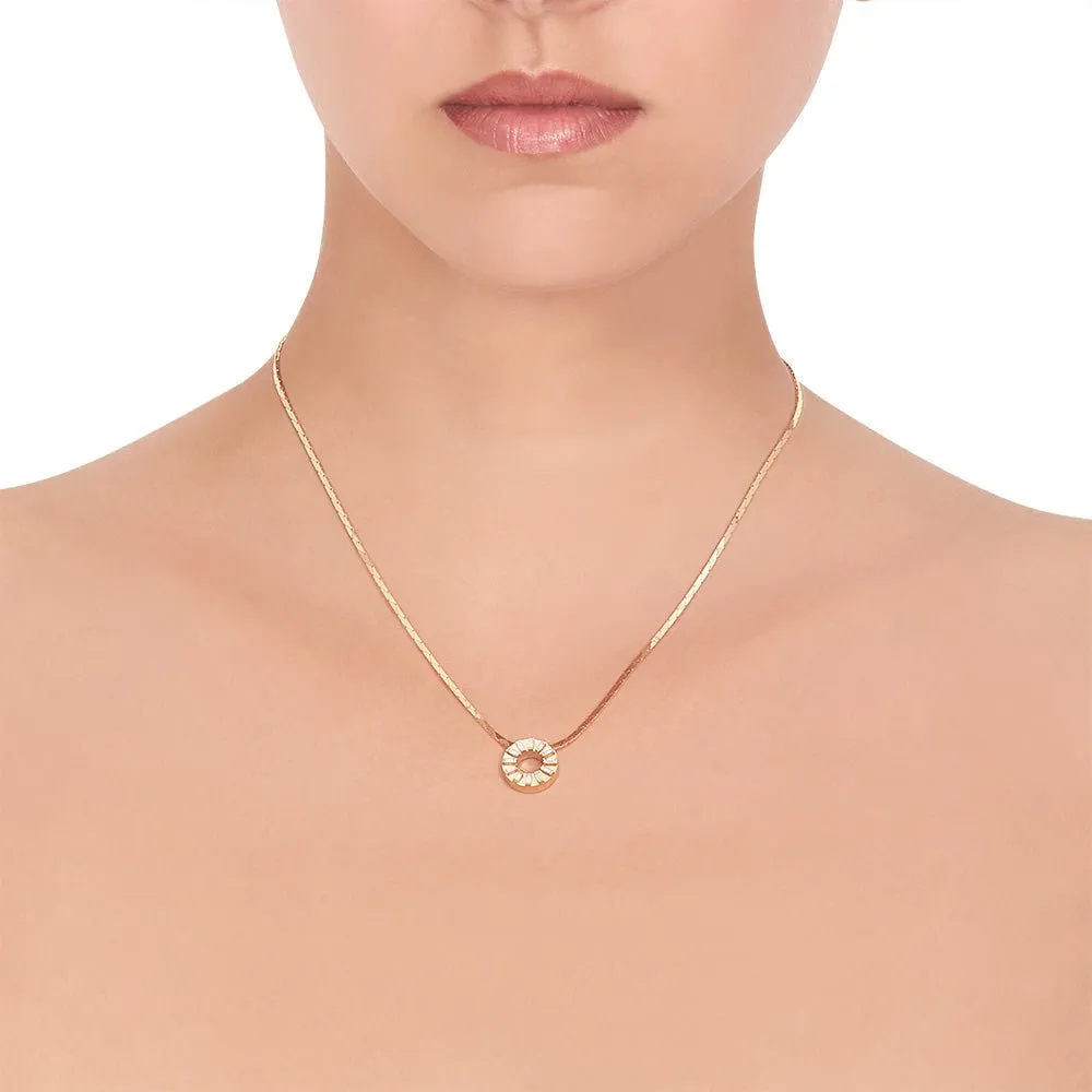 Yellow Gold Adjustable Length Sole Pendant Necklace with White Diamonds