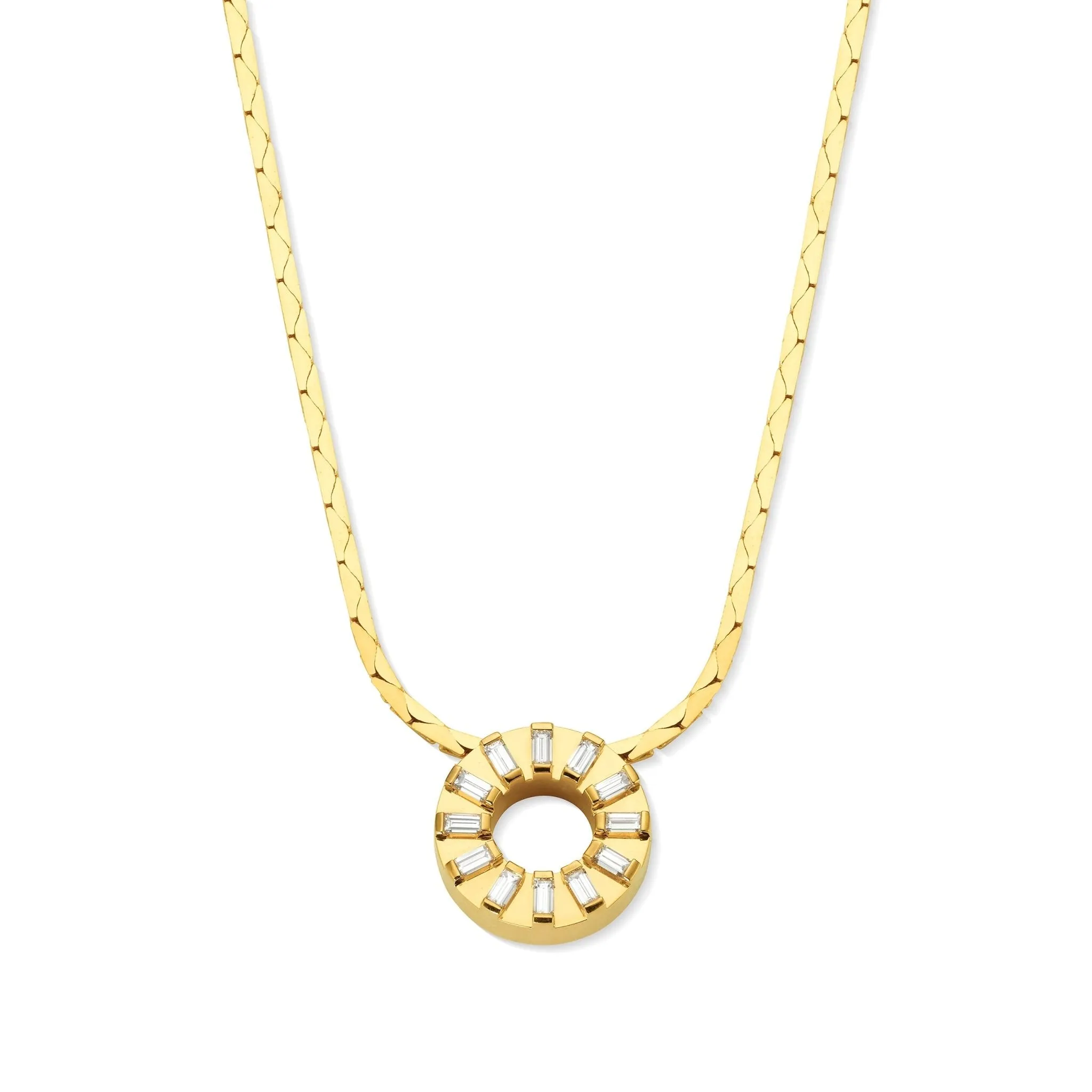 Yellow Gold Adjustable Length Sole Pendant Necklace with White Diamonds