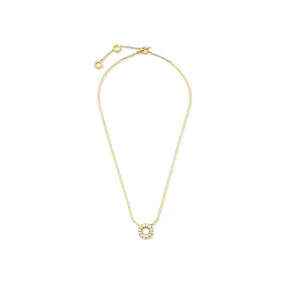 Yellow Gold Adjustable Length Sole Pendant Necklace with White Diamonds