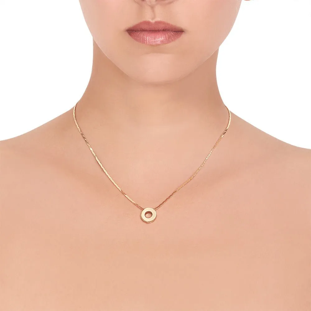 Yellow Gold Adjustable Length Solo Pendant Necklace with White Diamonds