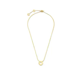 Yellow Gold Adjustable Length Solo Pendant Necklace with White Diamonds