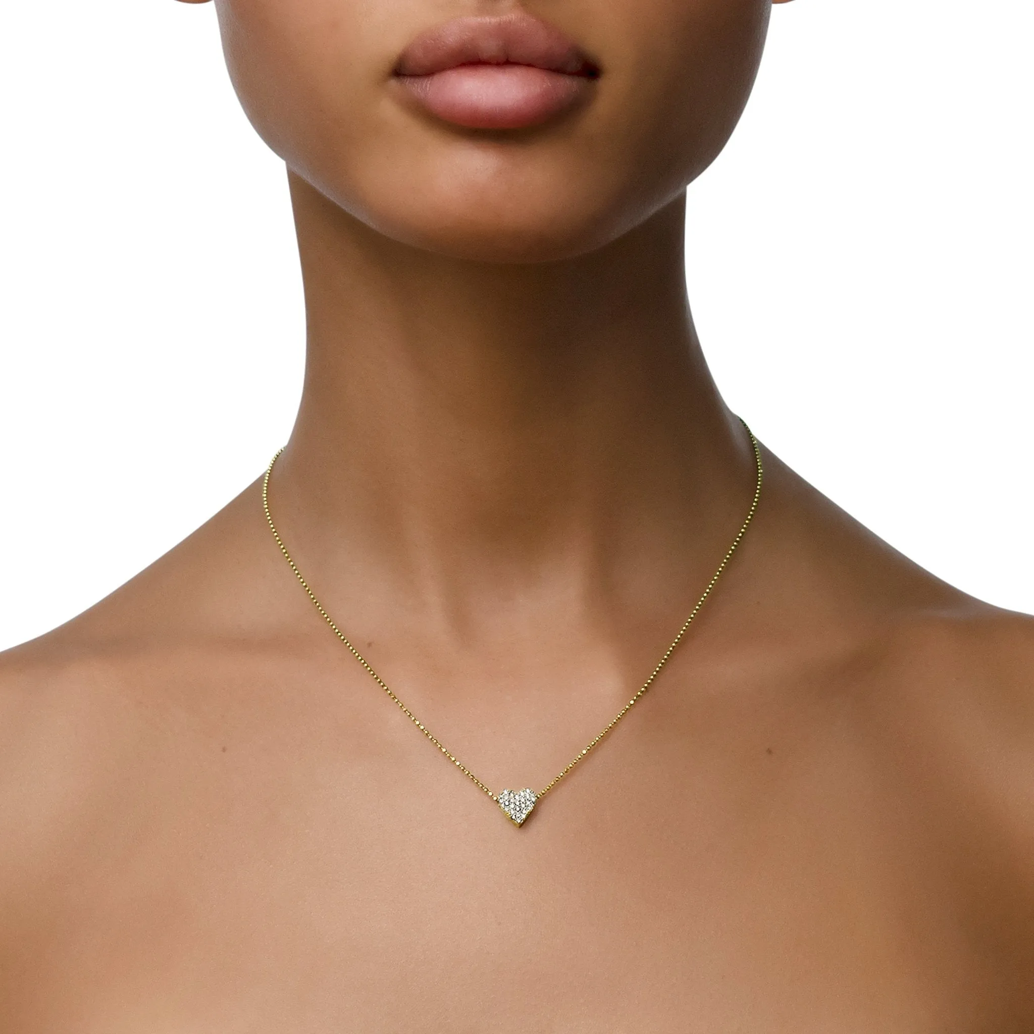 Yellow Gold Endless Heart Necklace with .08 carats White Diamonds